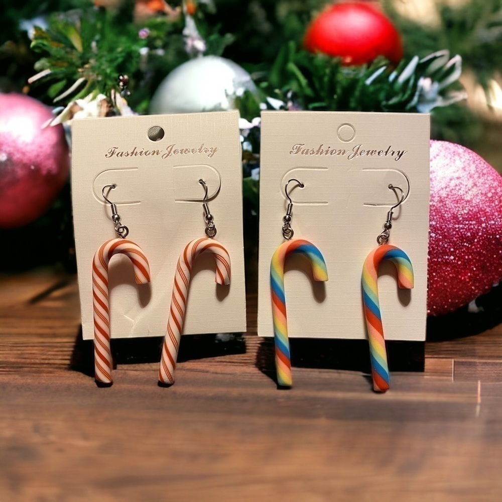 Candy Cane Dangle Earrings set of 2 pairs (new) - Picture 9 of 9